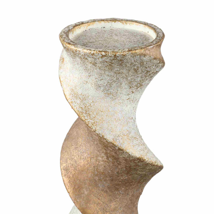PTMD Bryah Brown And Gold Cement Candleholder Twist L
