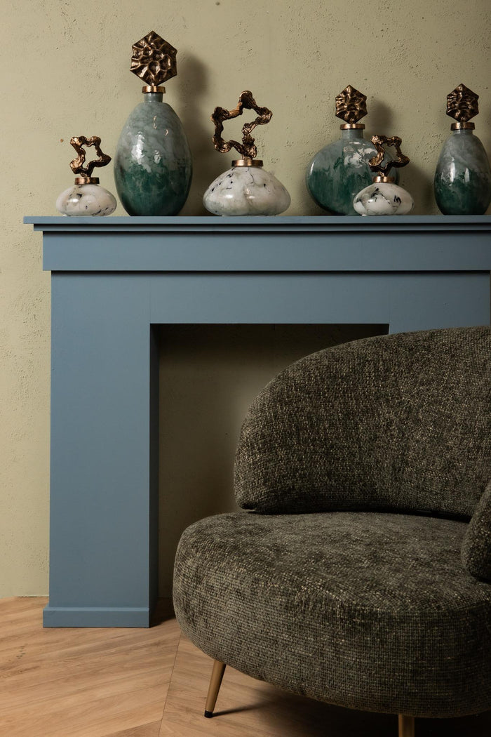 PTMD Cherisee Green Glass Statue Brass Lid Low