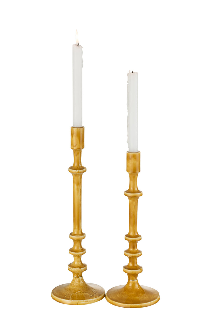 J-line - Kandelaar Klassiek Aluminium Oker Large - 13x13x40cm