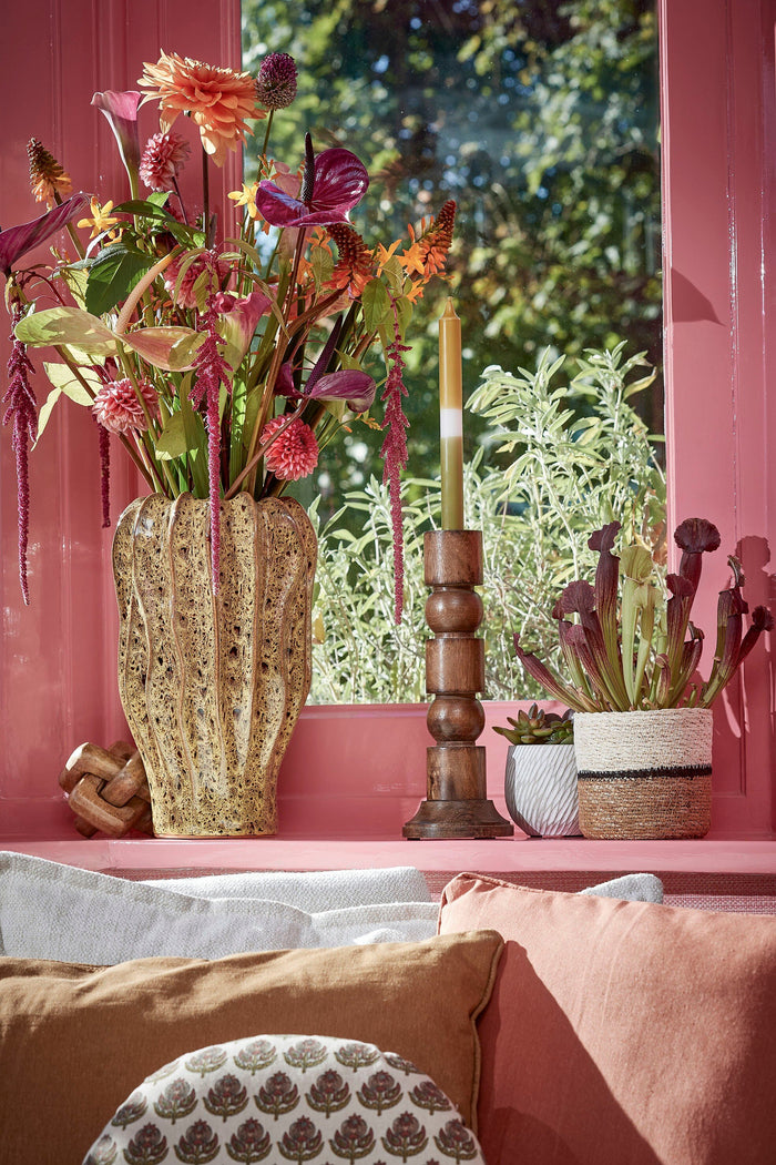 Mica Decorations Philo Kandelaar - H30 x Ø11 cm - Mangohout - Bruin