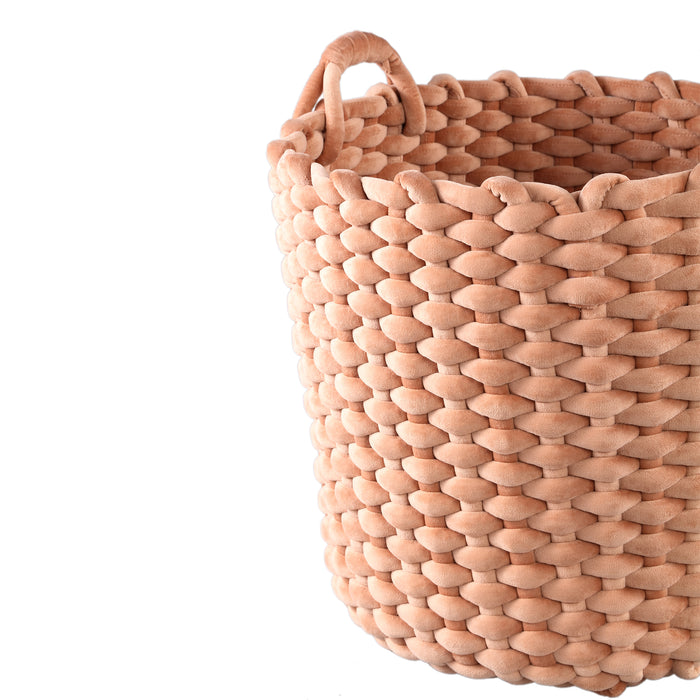 PTMD Olliver Brown Velvet Rope Basket With Handles SV2