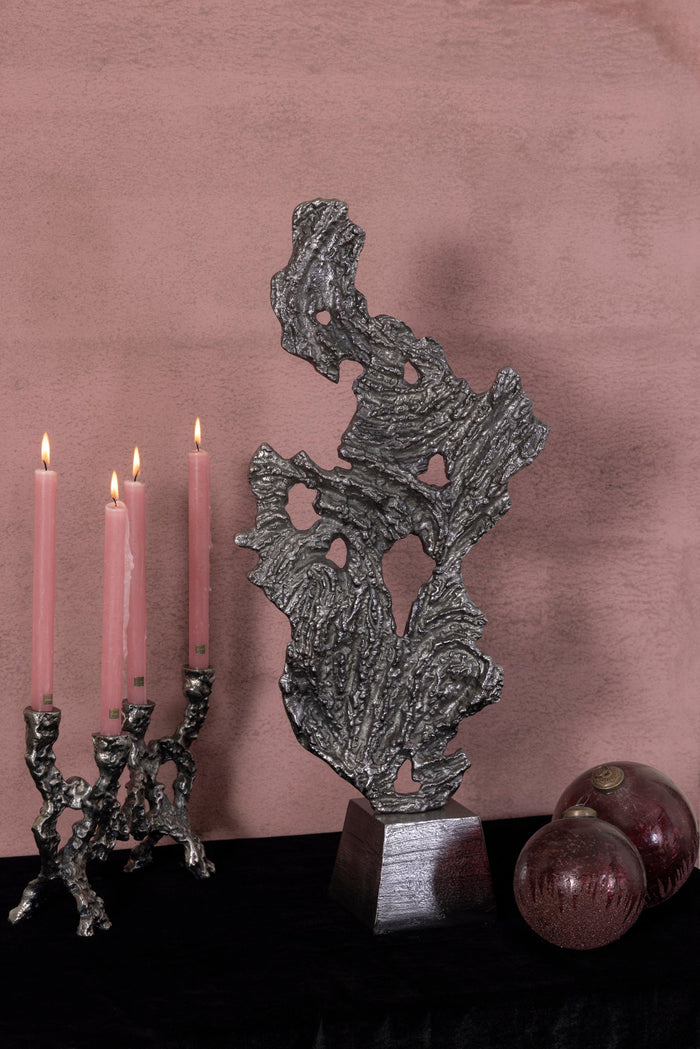 PTMD Danille Silver Casted Alu Candleholder Dented