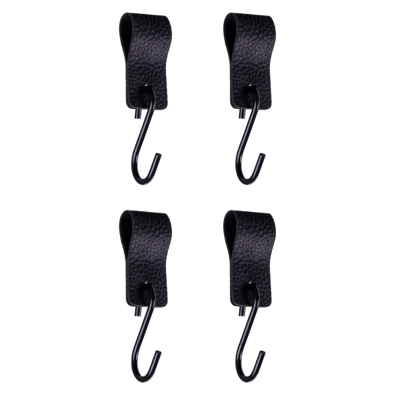 QUVIO S haak met leren bandje - Zwart - set van 4