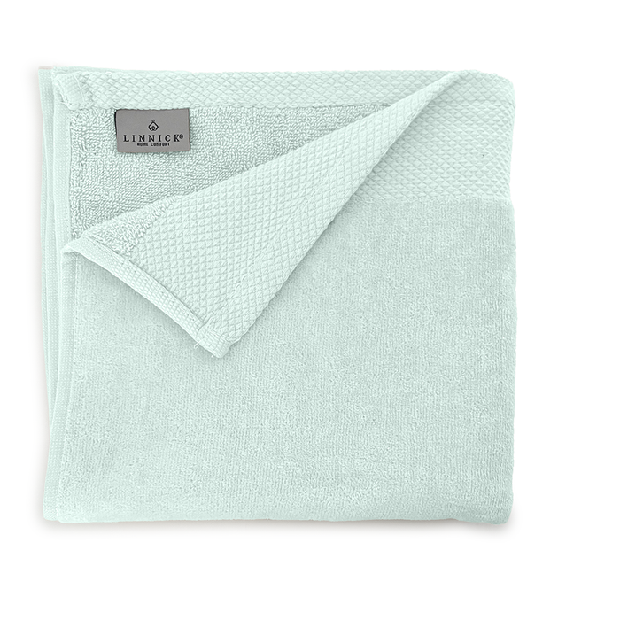 LINNICKVelours Handdoek Katoen 50x100cm - soft green - Set van 4