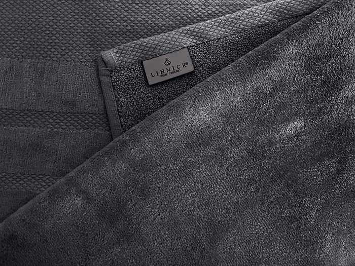 LINNICKVelours Badlaken Katoen 70x140cm - dark grey - 2X