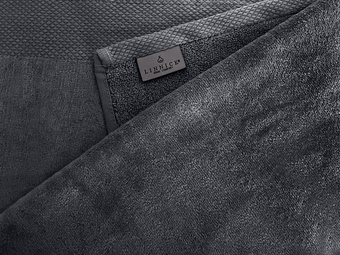 LINNICKVelours Handdoek Katoen 60x110cm - dark grey - Set van 6