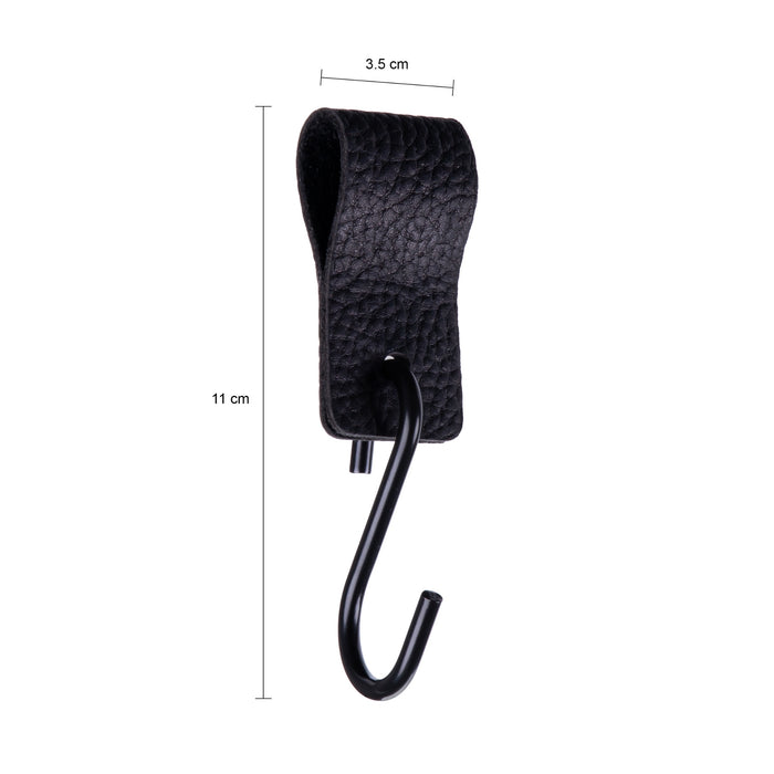 QUVIO S haak met leren bandje - Zwart - set van 4