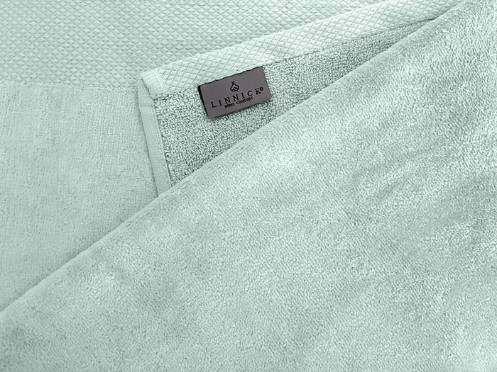 LINNICKVelours Handdoek Katoen 50x100cm - soft green - Set van 10