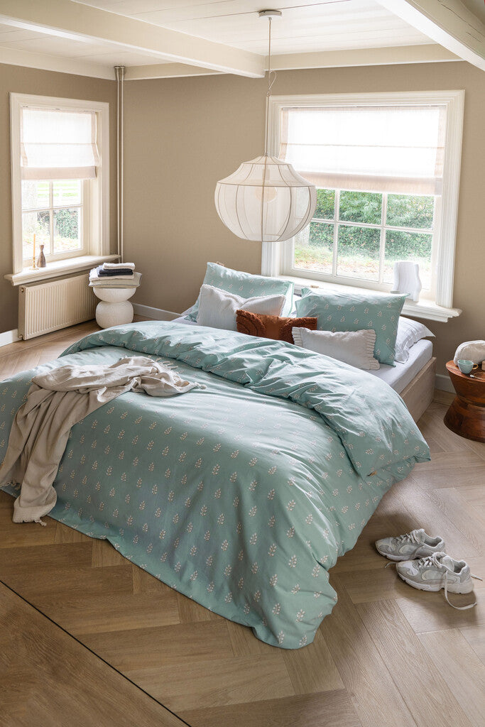 Walra - Dekbedovertrek Remade Lucky Leaves - 140x220 - Zeeblauw