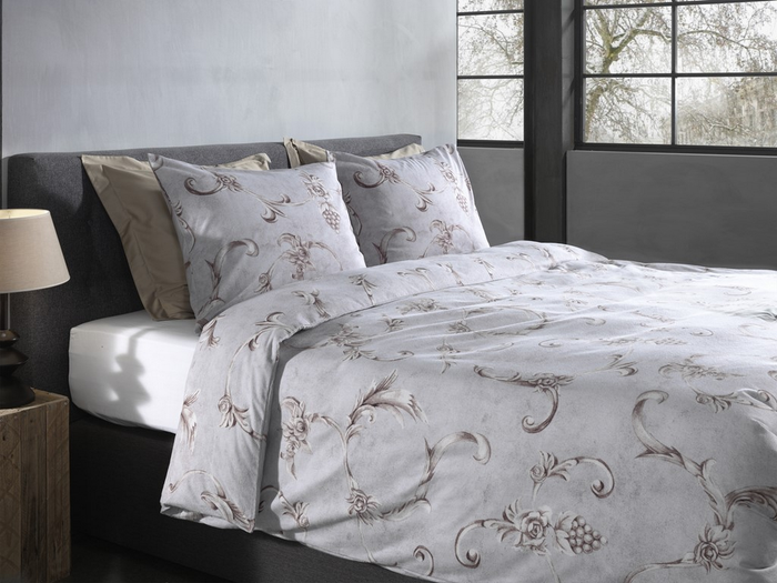 Heckett Lane Dekbedovertrek Flanel Rosalie - grey