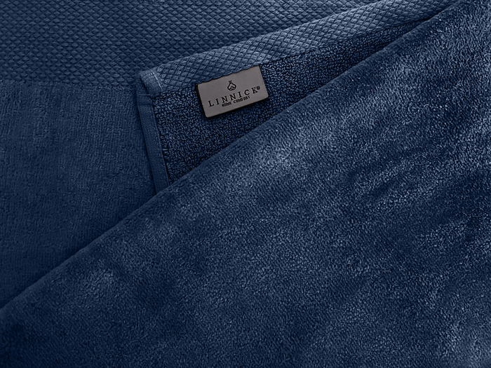 LINNICKVelours Handdoek Katoen 60x110cm - ocean blue - Set van 4