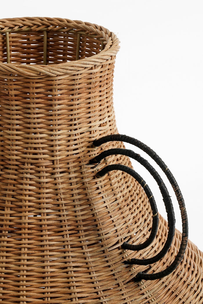 Mica Decorations Fabiola Decoratie Vaas - H43 x Ø30 cm - Rotan - Bruin