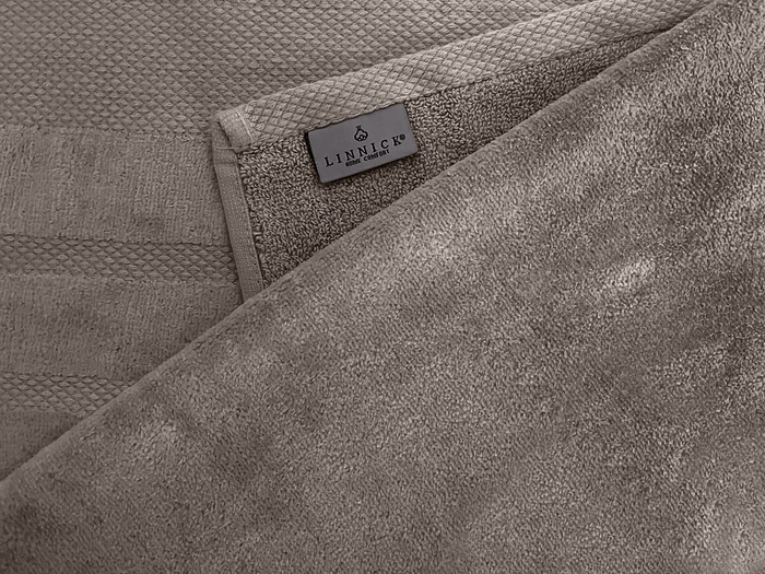 LINNICKVelours Badlaken Katoen 70x140cm - taupe - Set van 4