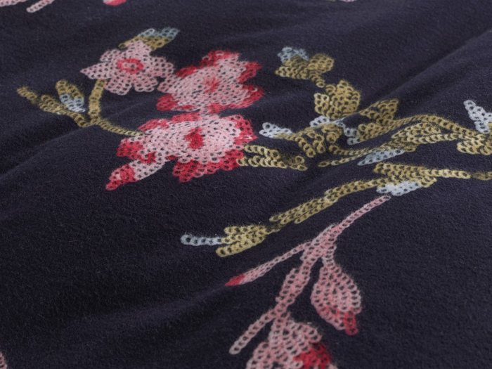 Heckett Lane Dekbedovertrek Flanel Daisy - navy blue