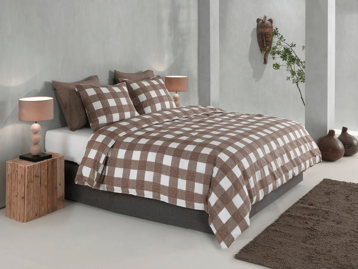 Zo Home Dekbedovertrek Katoen Quattro di Lino - palm taupe