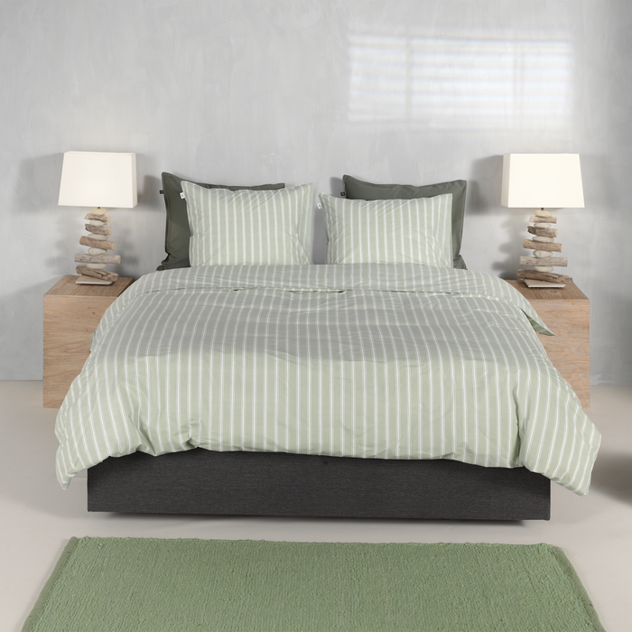 Zo Home Dekbedovertrek Righe di Percalle - smokey green