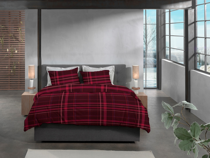 Heckett Lane Dekbedovertrek Flanel Silvan - red