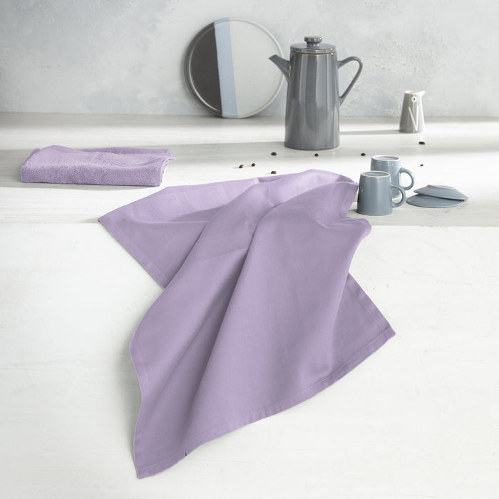 DDDDD 2x theedoek + 2x keukendoek Barbeque & logo - lila