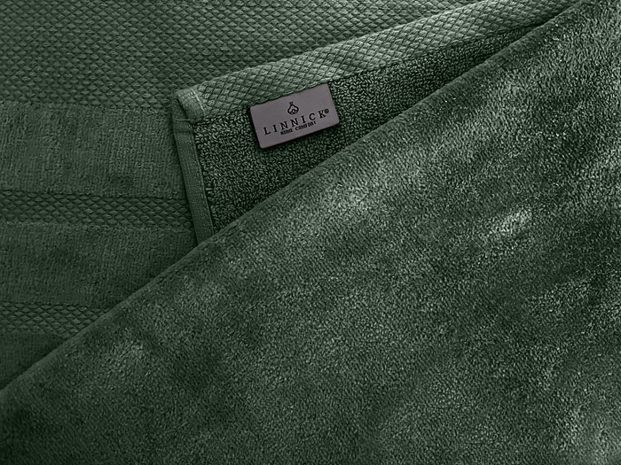 LINNICKVelours Badlaken Katoen 70x140cm - olive green - Set van 4