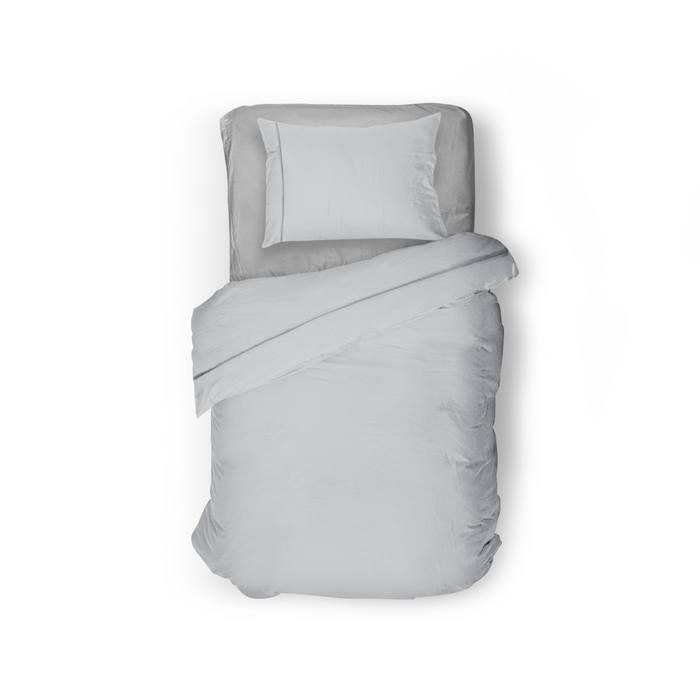 Eleganzzz Dekbedovertrek Uni Perkal Katoen Met Bies - zilver