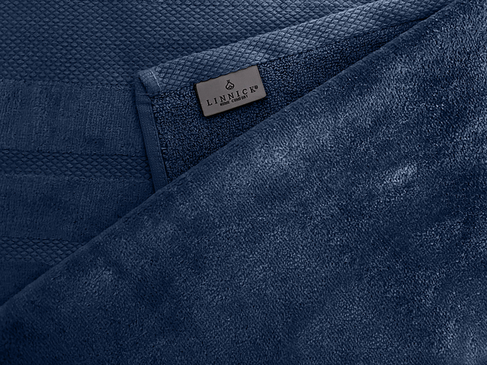 LINNICKVelours Badlaken Katoen 70x140cm - ocean blue - 2X