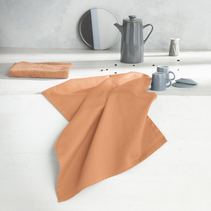 DDDDD 2x theedoek + 2x keukendoek Barbeque & logo - pastel peach