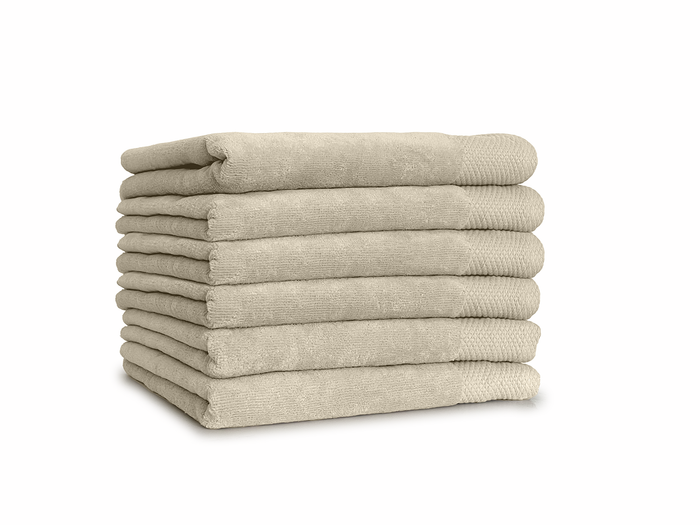 LINNICKVelours Handdoek Katoen 60x110cm - sand - Set van 6