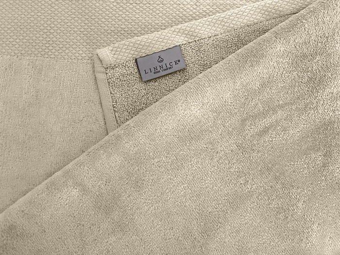LINNICKVelours Handdoek Katoen 60x110cm - sand - Set van 6