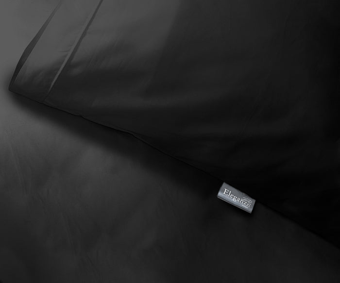 Eleganzzz Dekbedovertrek Uni Perkal Katoen Met Bies - zwart