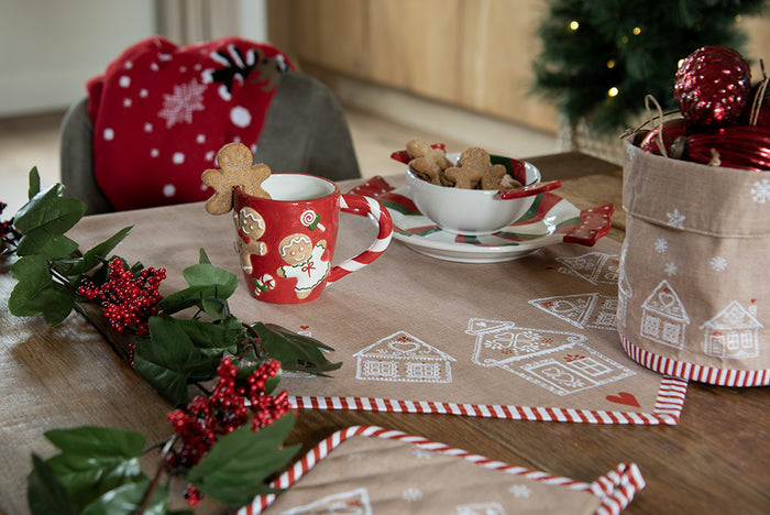 Clayre & Eef Theedoek 50x70 cm Bruin Katoen Gingerbread house