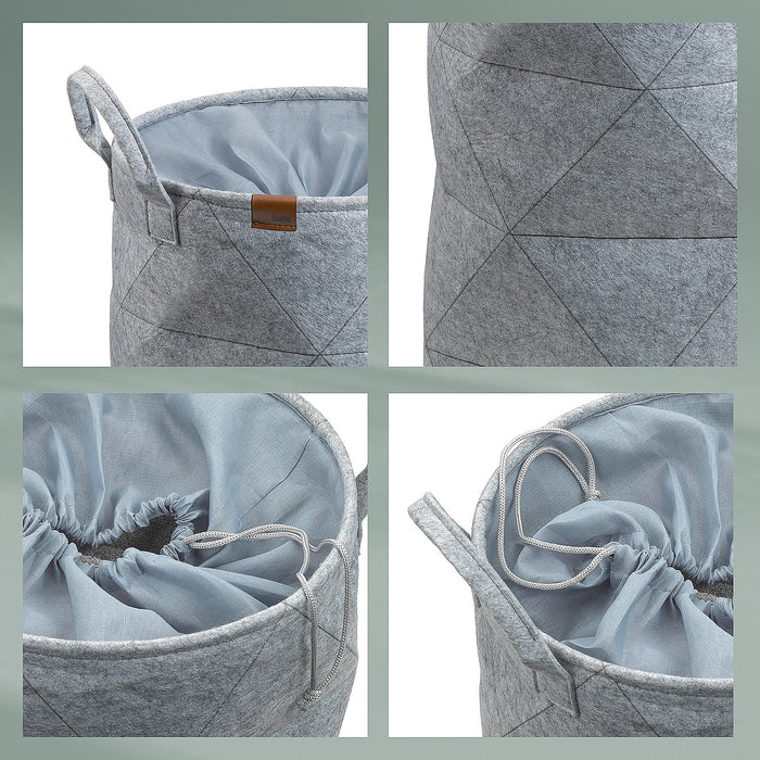 Wasmand met Trekkoord, 33 x 50 cm, Vilt, Rond, Licht Grijs - Kela | Fa