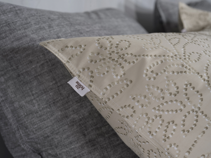 Zo Home Dekbedovertrek Perkal Katoen Floreala - cool beige