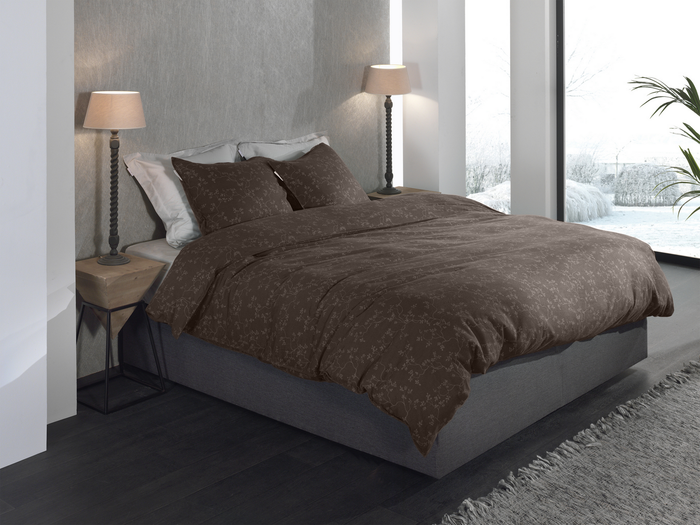 Heckett Lane Dekbedovertrek Flanel Alloro - coffee quartz