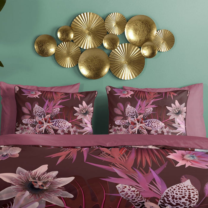 Descanso Dekbedovertrek Biologische Katoen Satijn Farze - bordeaux