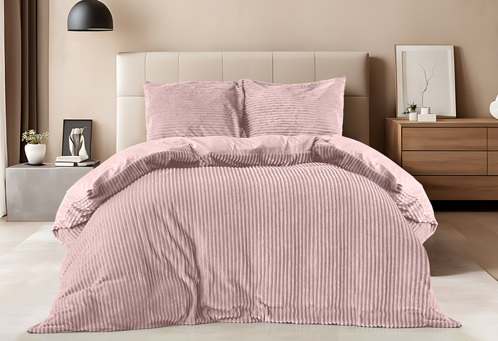 Eleganzzz Dekbedovertrek Teddy Rib Fleece - light pink