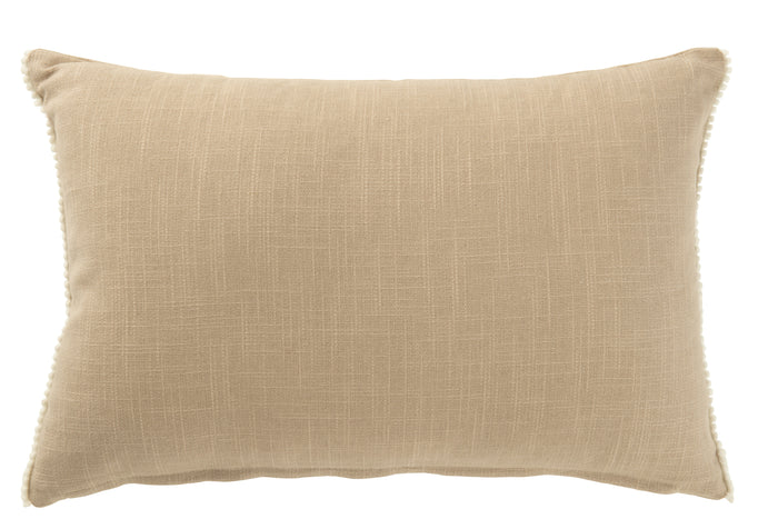 J-line - Kussen Bloemen Borduurwerk Katoen Greige|creme - 50x35x15cm