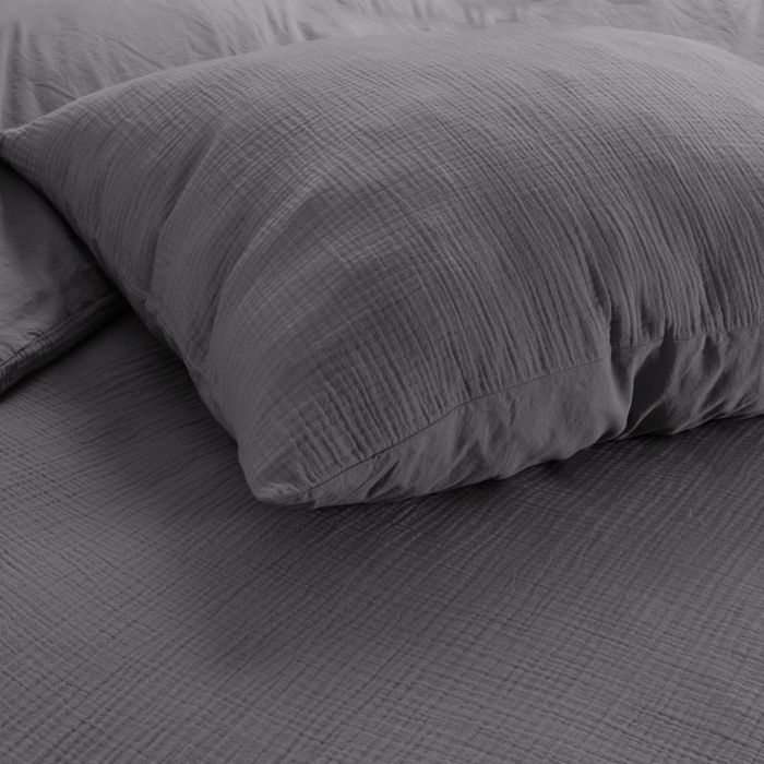 Papillon Dekbedovertrek Mousseline Katoen Rome - grijs