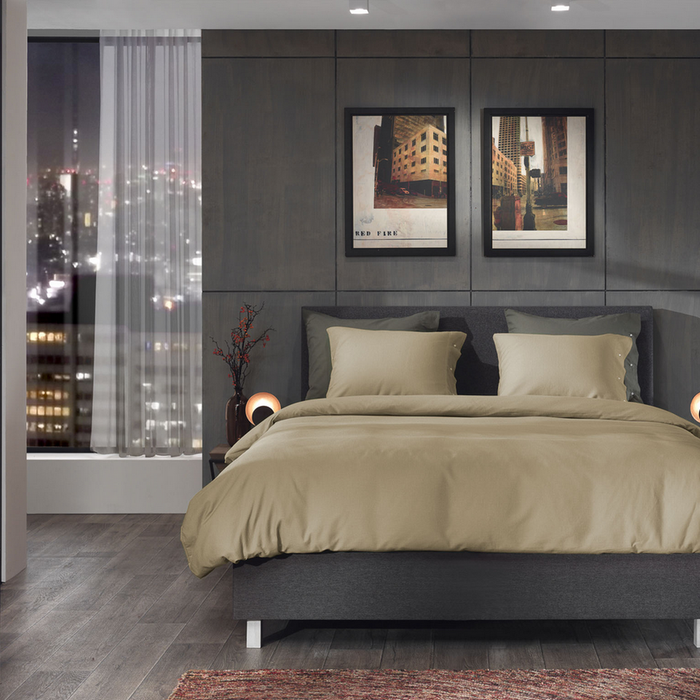 Yellow Dekbedovertrek Katoen Cialda - pale khaki