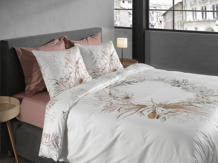 Heckett Lane Dekbedovertrek Katoen Satijn Coralline - white