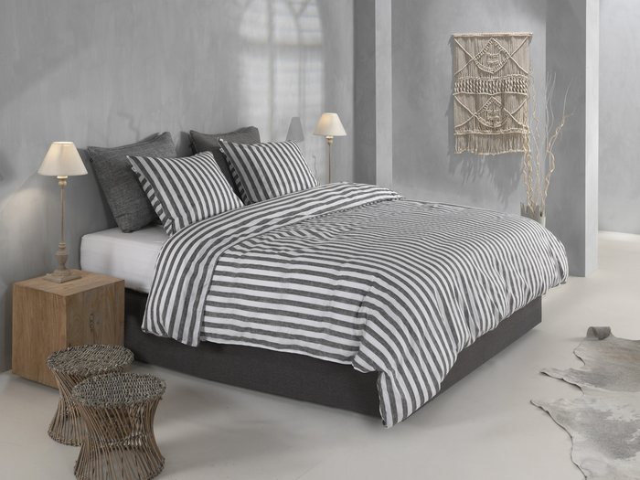 Zo Home Dekbedovertrek Katoen Banda Di Lino Linnen Look - dark grey