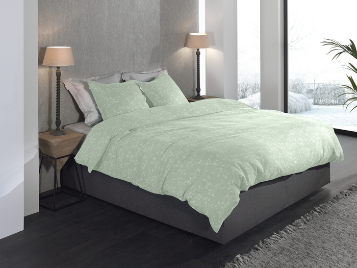 Heckett Lane Dekbedovertrek Flanel Alloro - laurel green