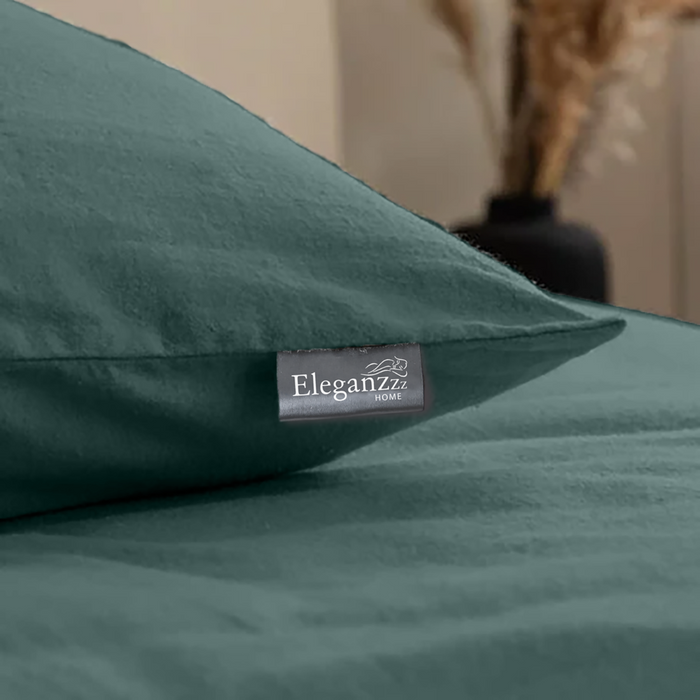 Eleganzzz Dekbedovertrek Flanel Uni groen