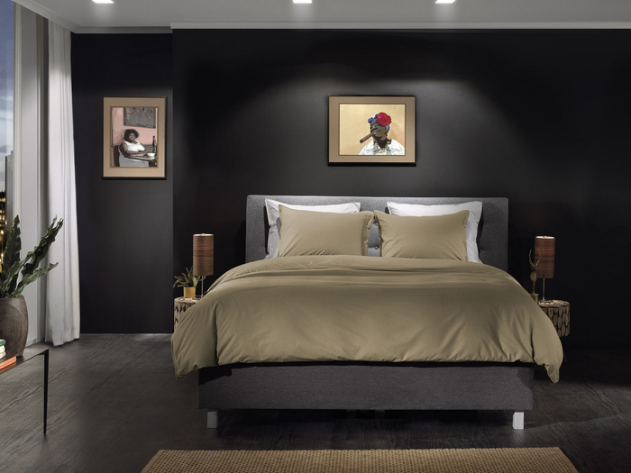 Yellow Dekbedovertrek Percale safari sand