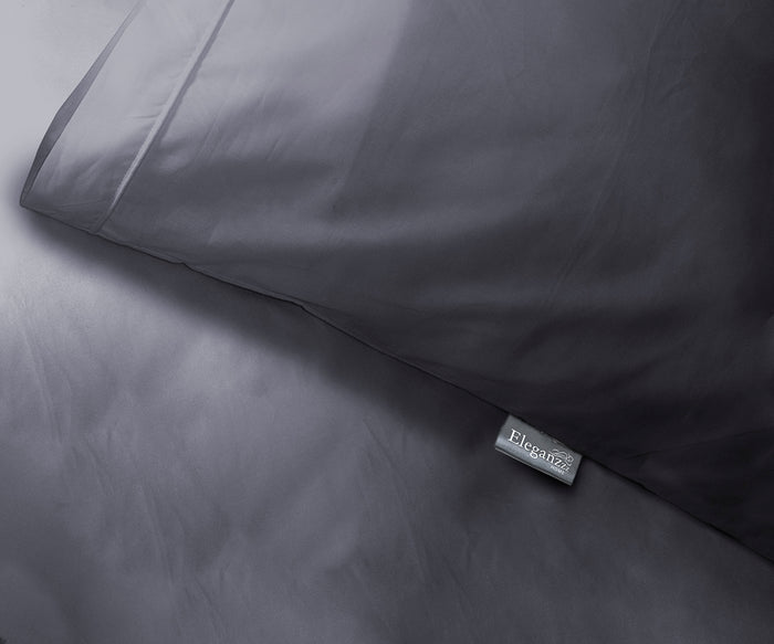 Eleganzzz Dekbedovertrek Uni Perkal Katoen Met Bies - antraciet