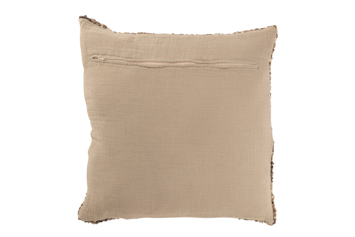 J-line - Kussen Tweed Acryl|katoen Bruin|beige - 45x45x12cm