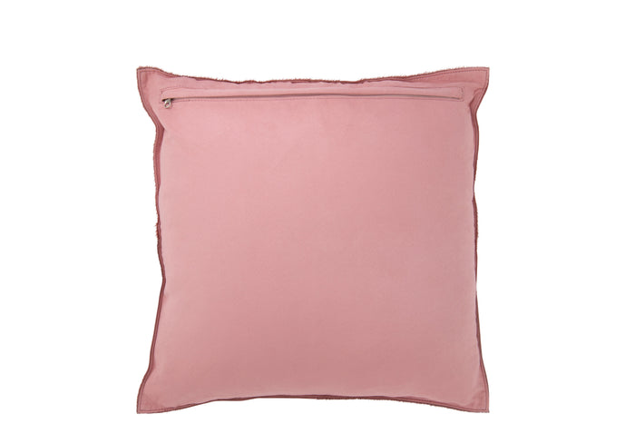 J-line - Kussen Koehaar Leder Rood - 45x45x8cm