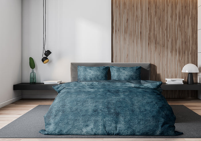 Eleganzzz Dekbedovertrek Flanel Fleece - steel blue