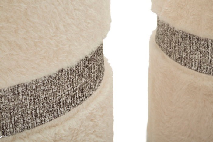 Set van 2 opbergpoefs crème cm ø 40x47-32x38