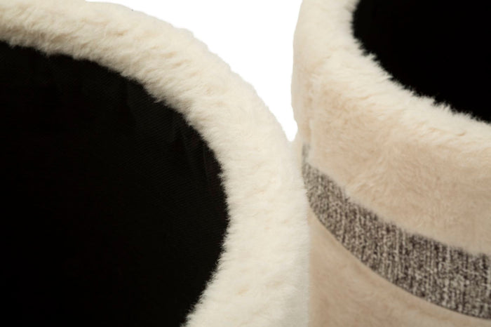 Set van 2 opbergpoefs crème cm ø 40x47-32x38