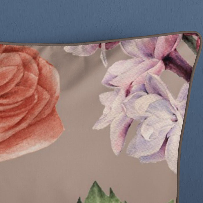 Descanso Dekbedovertrek Biologische Katoen Satijn Fiori - taupe